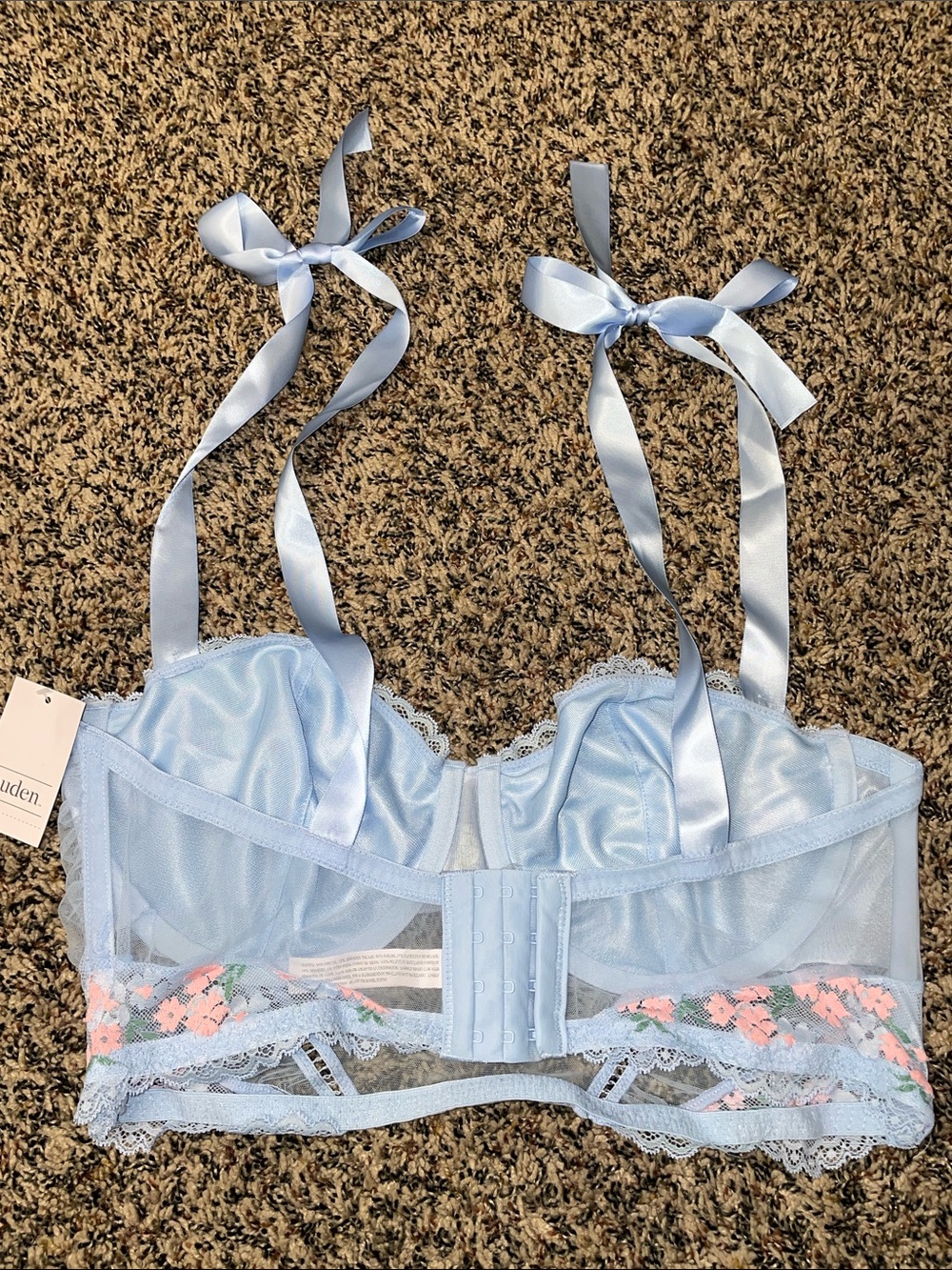 Auden Garden Party Lingerie Corset Longline Floral Sheer Bra Satin Straps NEW - Picture 7 of 7
